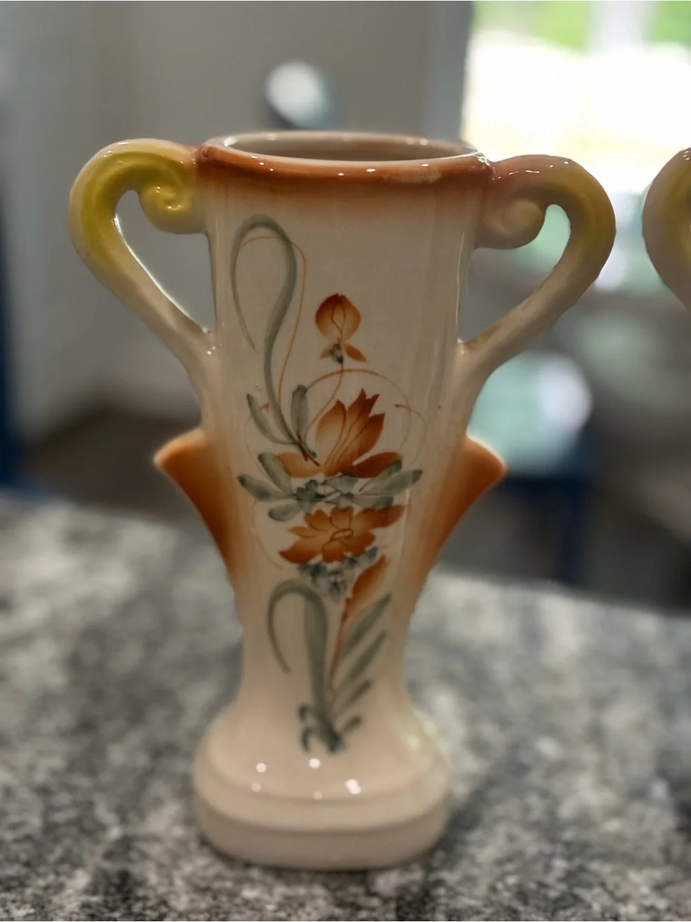 Pair of Vintage Hull pottery double handled vases